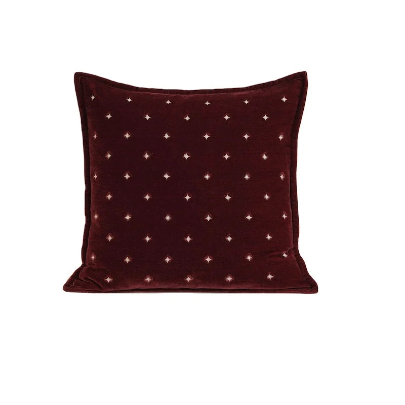 Ruby Crane Velvet Embroidered Throw Pillow