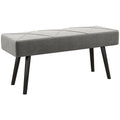 End of Bed Bench with X-Shape Design and Steel Legs, Upholstered Hallway Bench, Grey