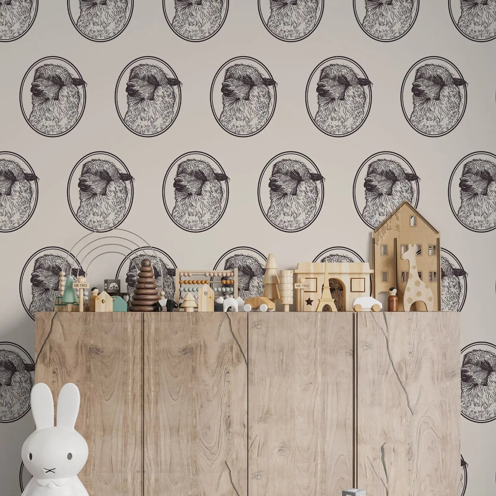Little Sheep Nursery Wallpaper