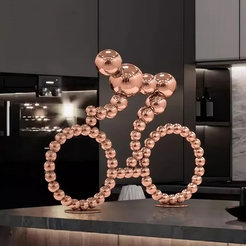 ArtZ® Stainless Steel Bubble Bike Sculpture - Rose Gold Large