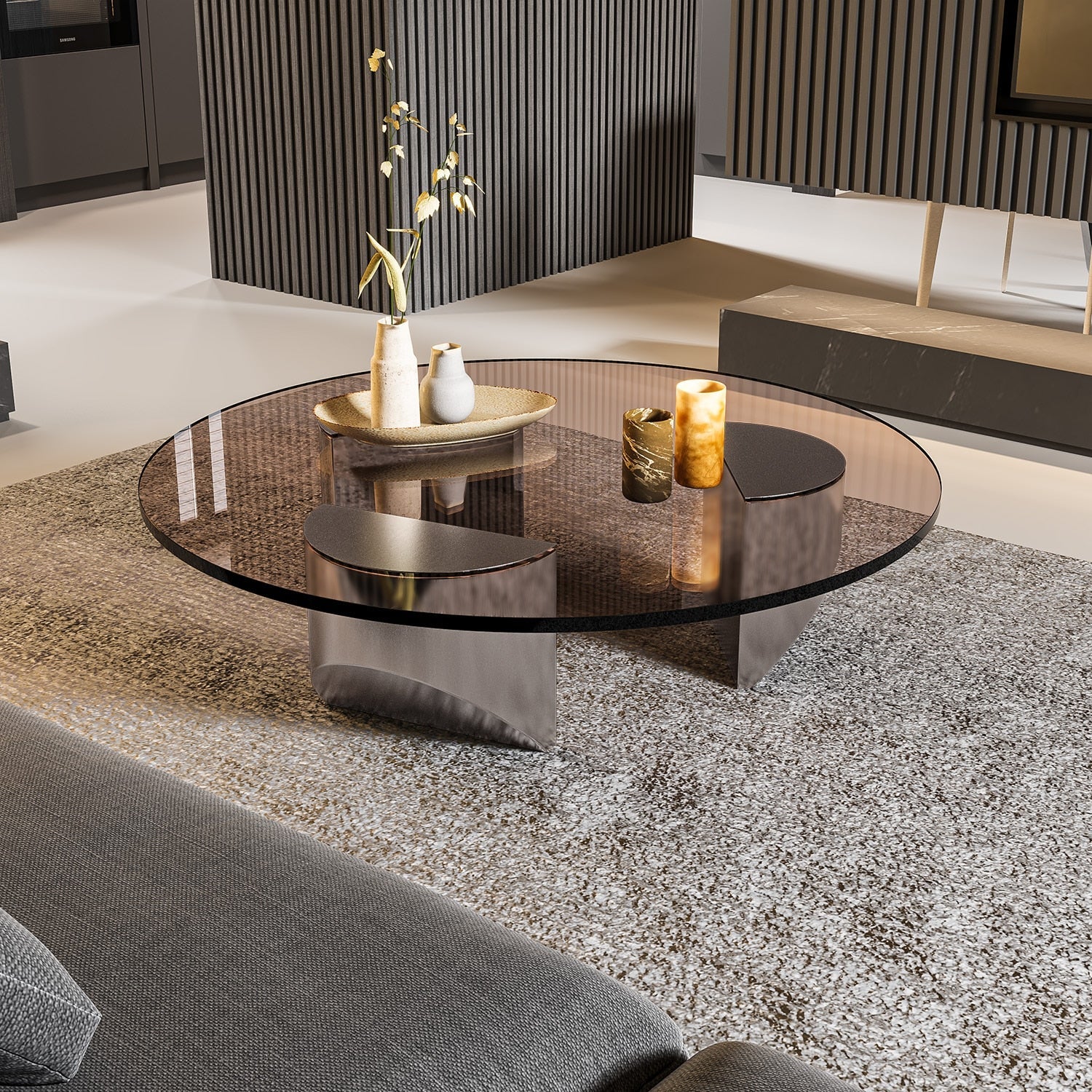 ArtZ® Nordic Design Round Glass Wedge Coffee Table