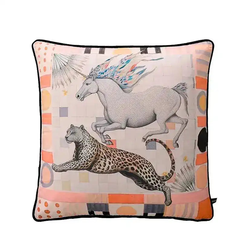 Unicorn and the Whild Velvet Throw Pillow Cover