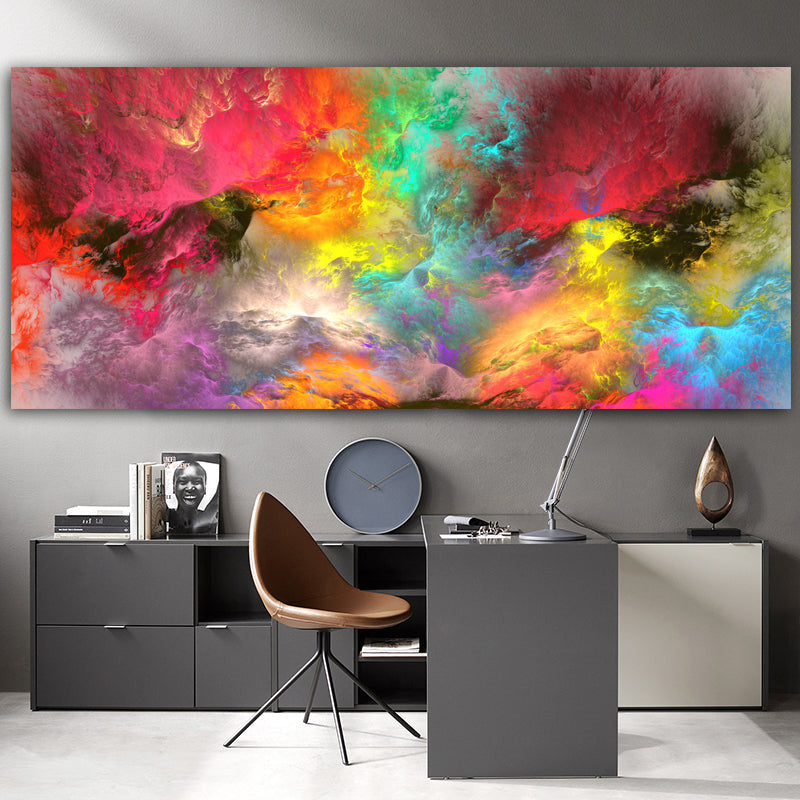 ArtZ® Technicolor Dreams Canvas Paintings - Green Yellow Pink / 31.5 inch by 72.8 inch (80x185cm) No Frame
