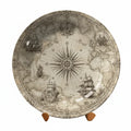Nautical Map & Compass Rose Decorative Ceramic Plate