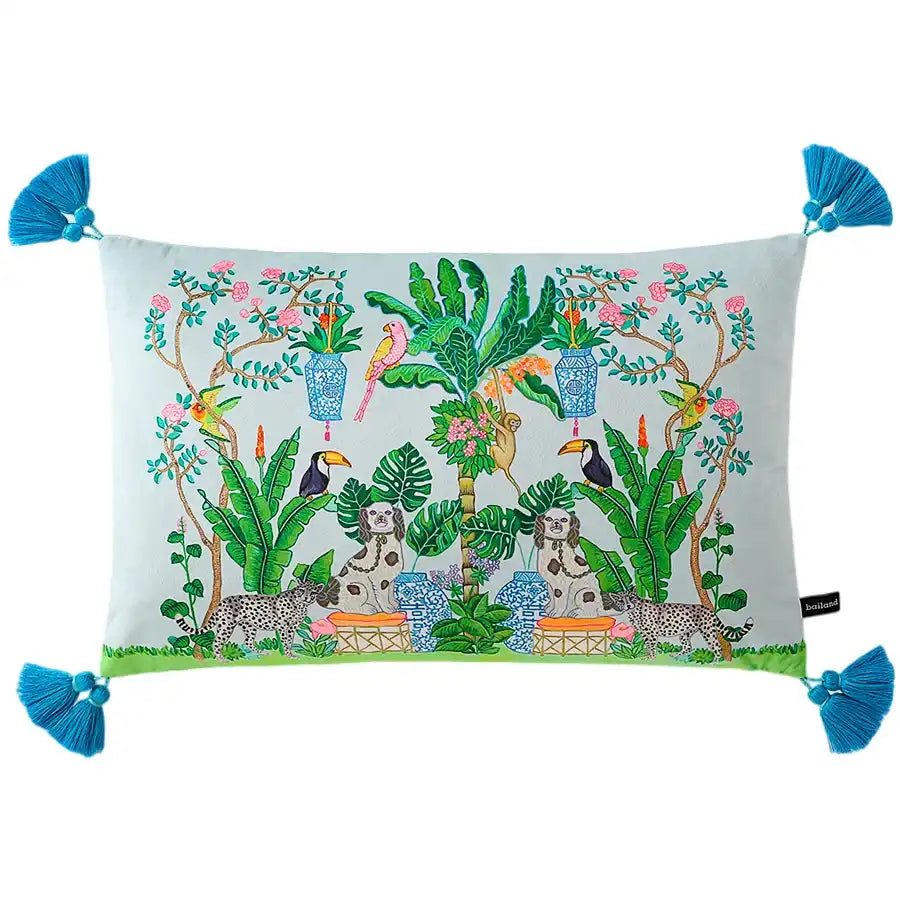 Chinoiserie Animal Pavilion Cushion Cover
