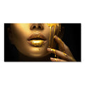 ArtZ® Very Lippy Canvas Paintings - Gold Face / 39.4 inch by 78.7 inch (100x200cm) No Frame