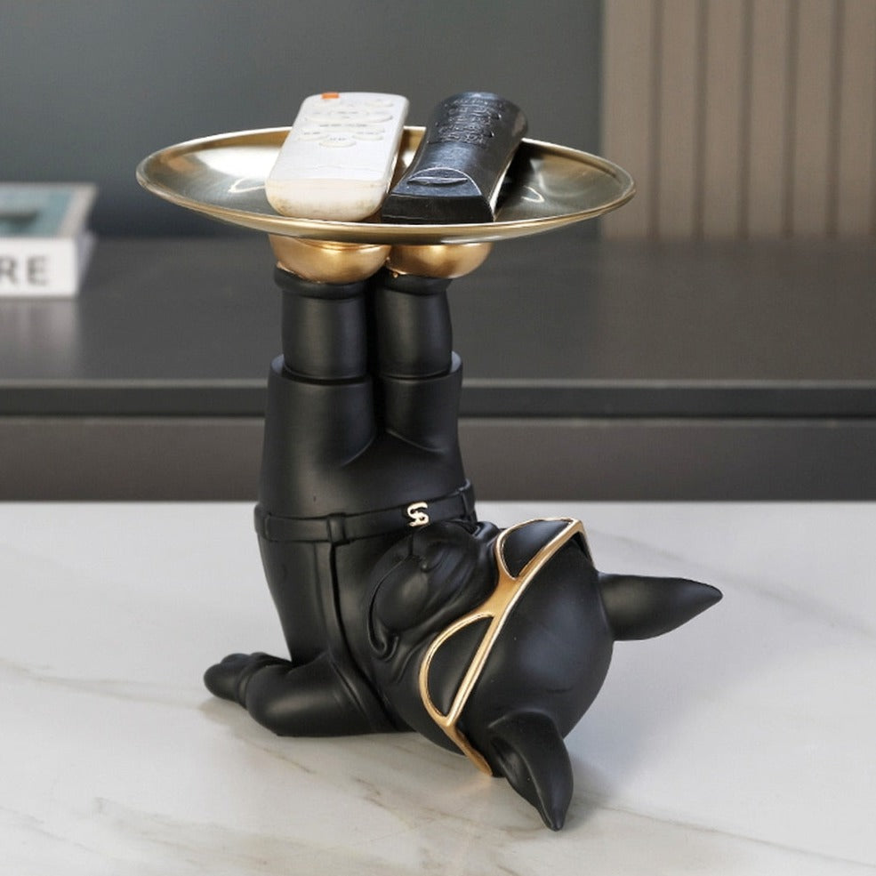 ArtZ® Yoga Bulldog Sculpture And Tray