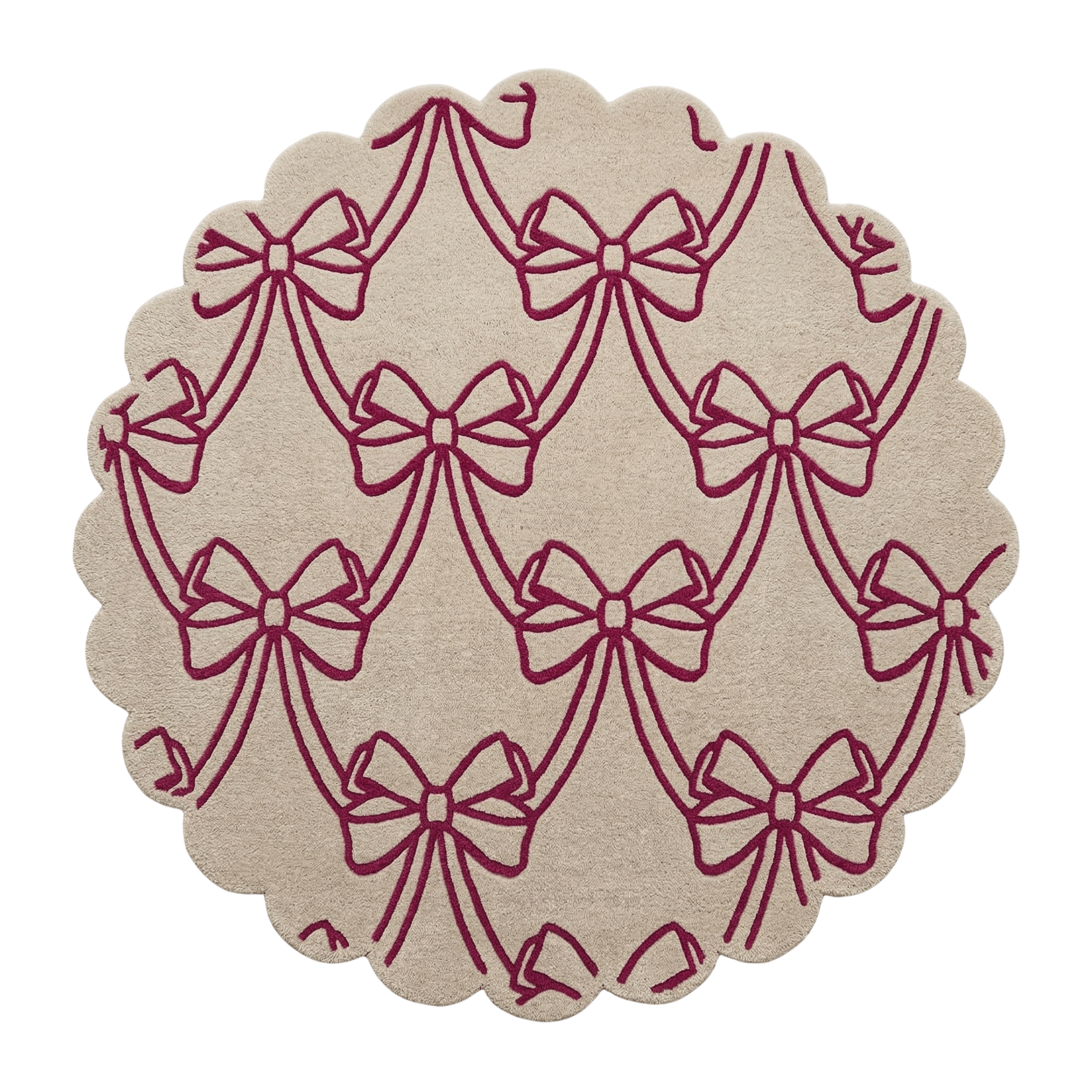 Scalloped Bow Round Hand Tufted Wool Rug