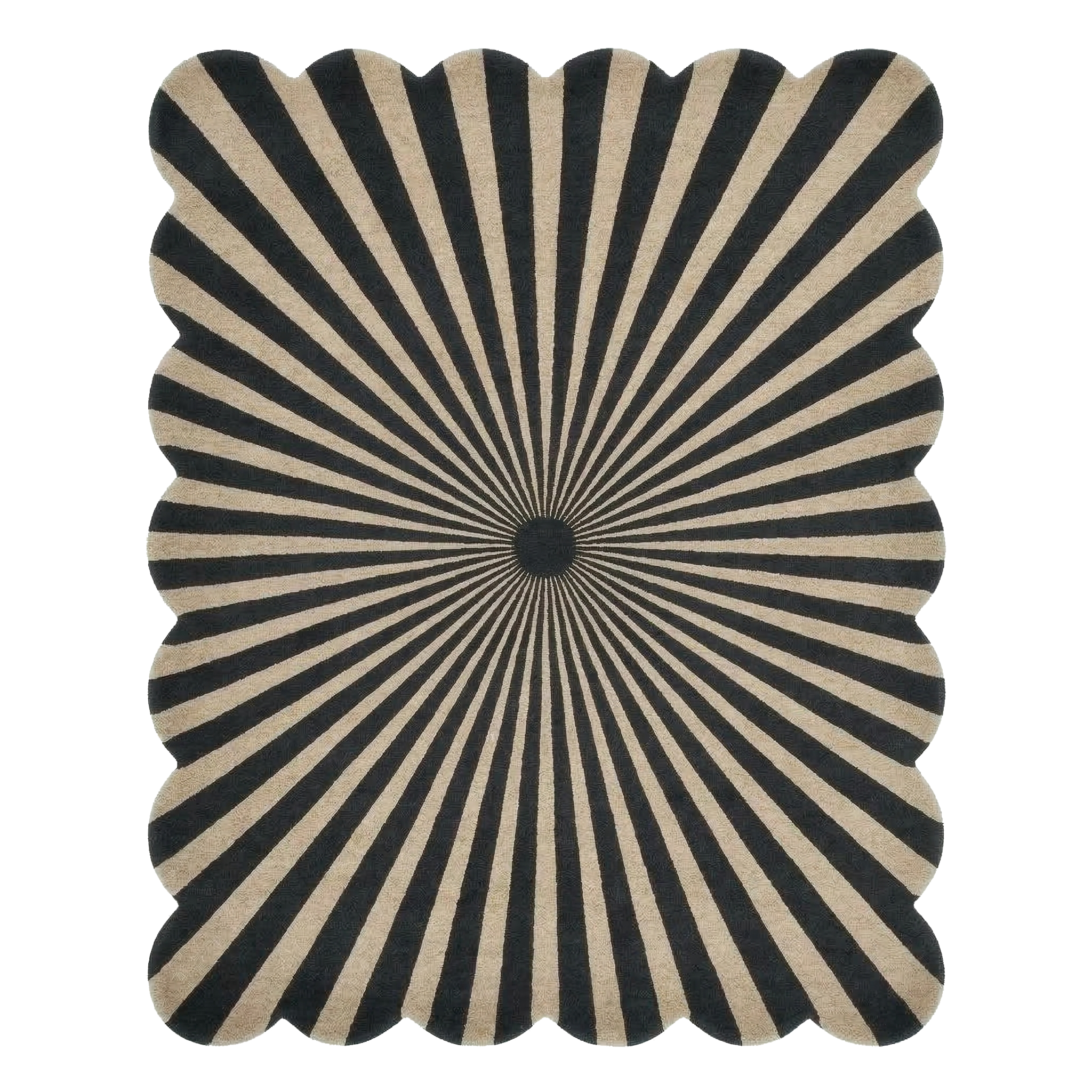 Scalloped Radial Ray Hand Tufted Rug