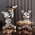 ArtZ® Ceramic Bear Sculpture Tray And Piggy Bank