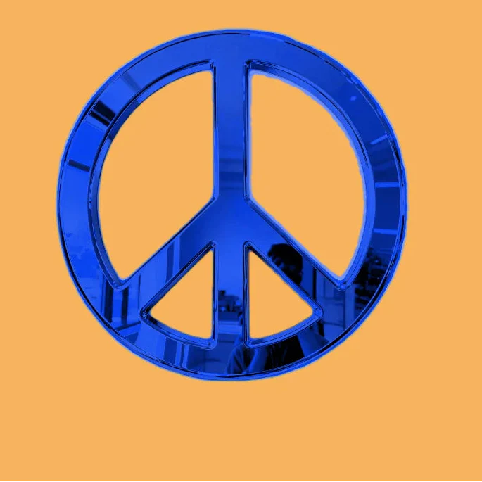 ArtZ® Reflect Peace Stainless Steel Sculpture - Blue / 19.7 inch Diameter (50 cm)