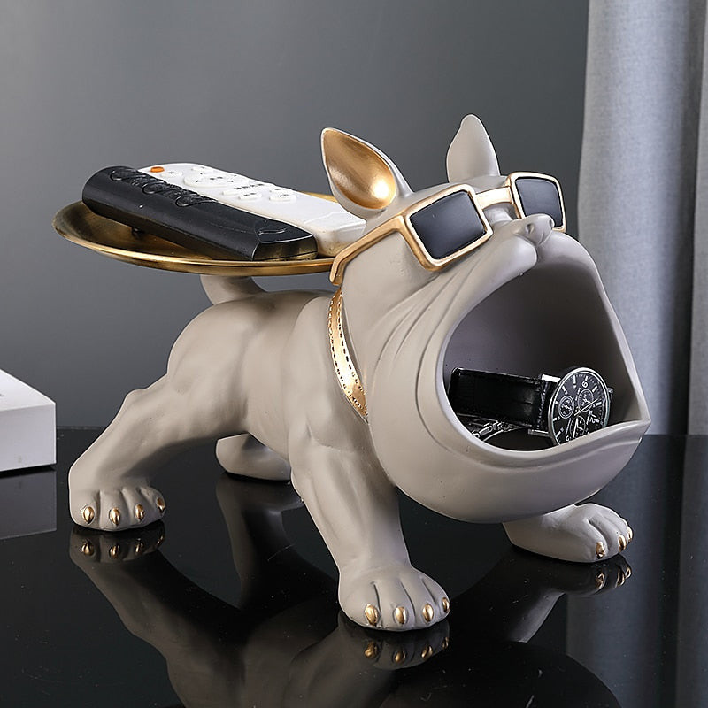 ArtZ® Bodybuilder Bulldog Storage Bin And Tray - Gray