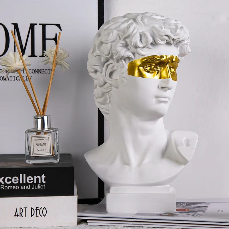 ArtZ® Head Of David Sculpture - White; Gold Eyes