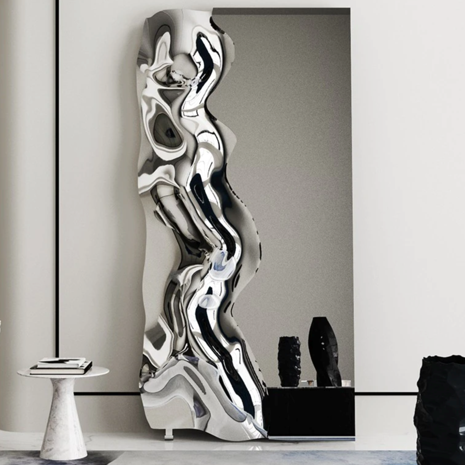 ArtZ® Stainless Steel Lava Mirror - Height 70.9 inch; Width 35.4 inch (180x90cm)