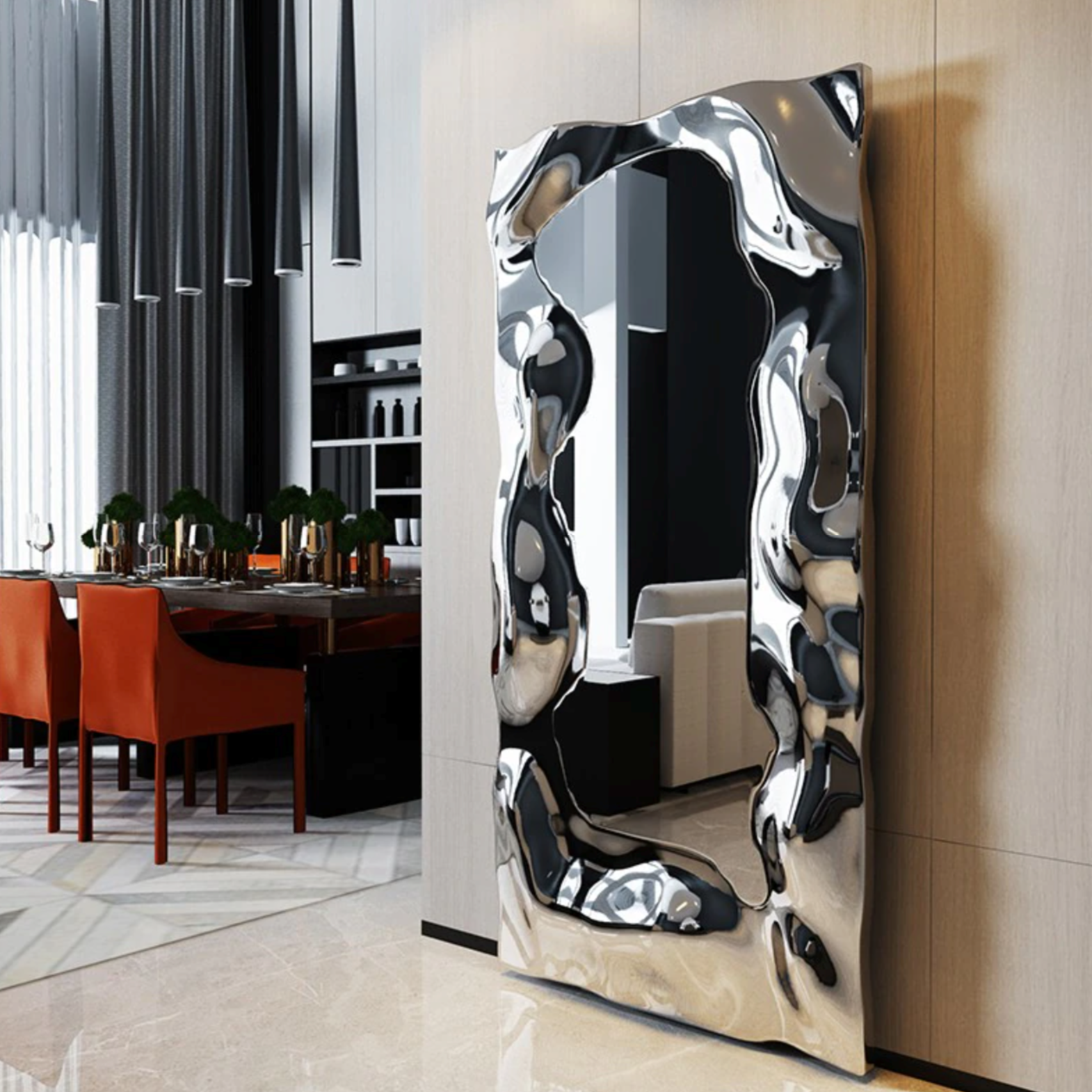ArtZ® Stainless Steel Melting Mirror - Height 63 inch; Width 31.5 inch (160x80cm)