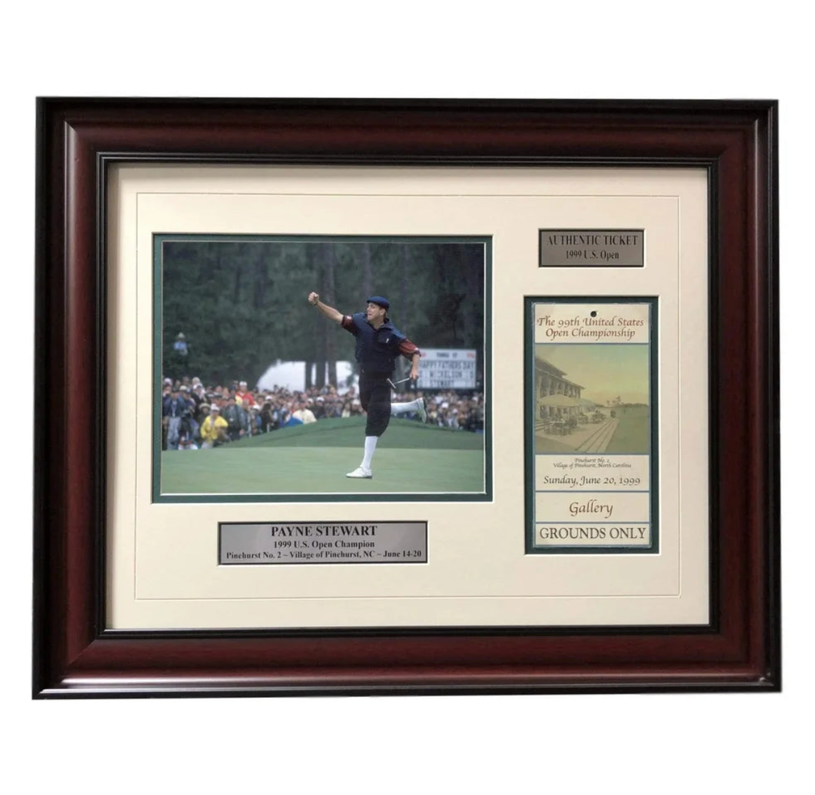Payne Stewart Framed Authentic 1999 U.S. Open Ticket Collage COA Golf PGA US