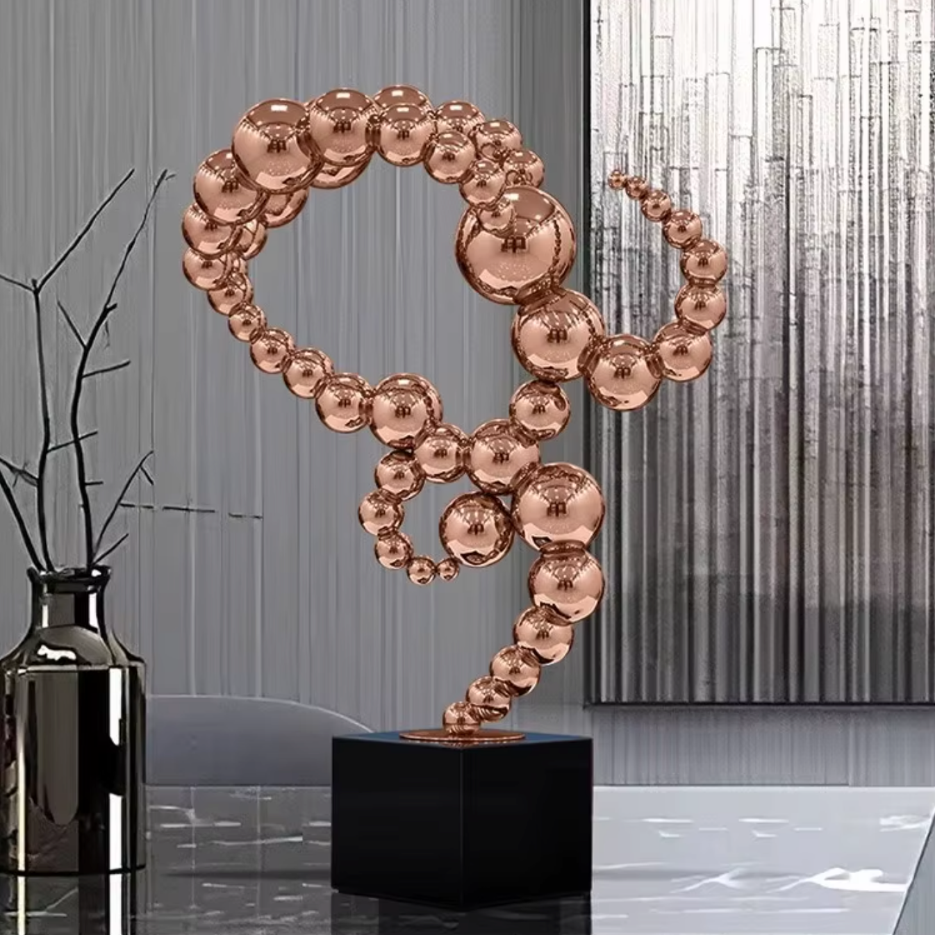 ArtZ® Orbique Niche Stainless Steel Sculpture - Rose Gold