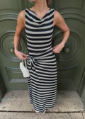 The Jayne Dress / Black/Ivory Stripe   By Hill House Home
