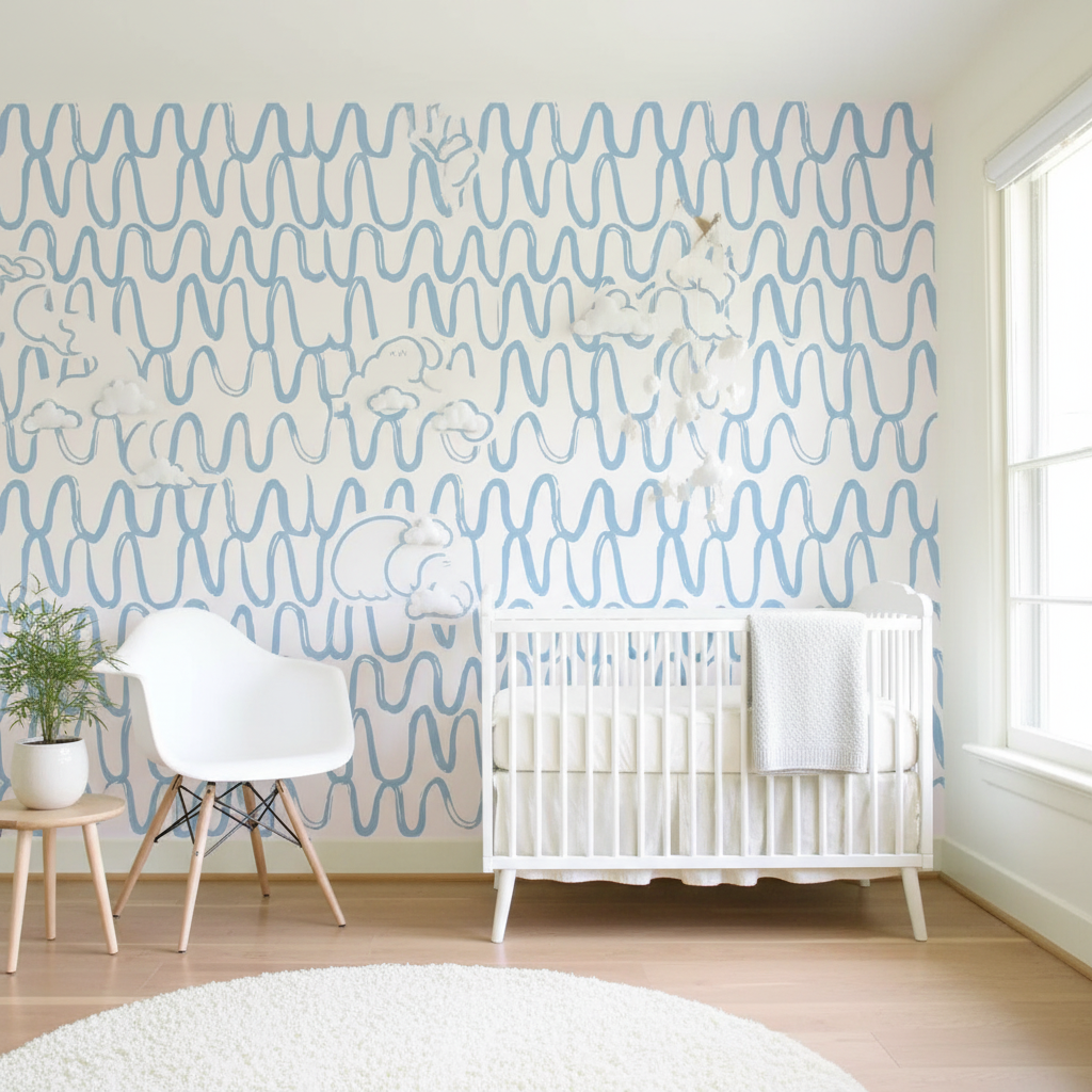 Blue Geometric Waves Wallpaper