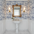 Navy Toile Warriors and Elephant Mural