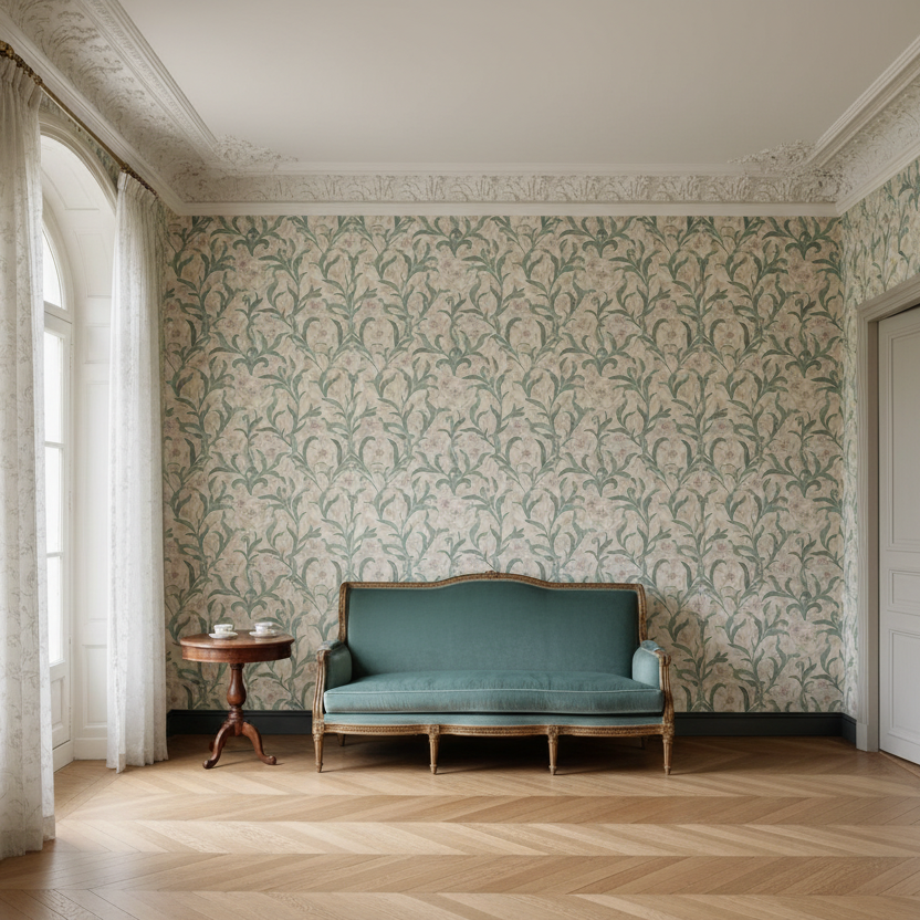 Vintage Floral Leaf Wallpaper