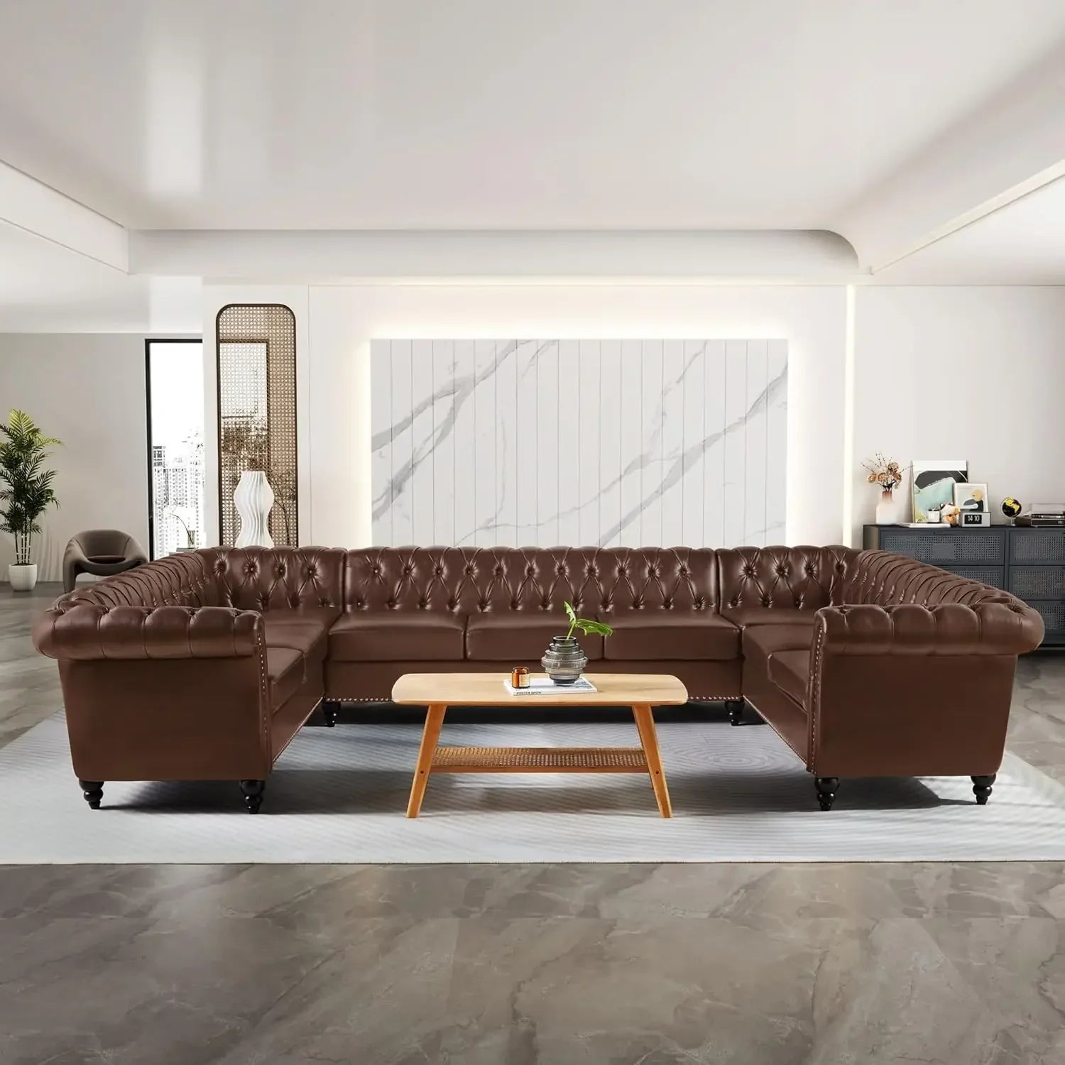 ArtZ® Luxe Sofa - Brown Synthetic Leather