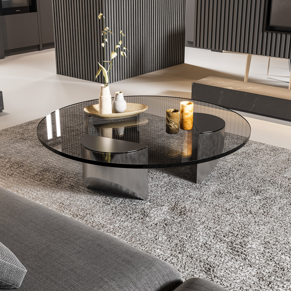 ArtZ® Nordic Design Round Glass Wedge Coffee Table