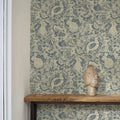 Vintage Blue Rabbit and Fauna Wallpaper