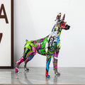 ArtZ® Standing Doberman Pinscher Graffiti Painted Sculpture - Abstract