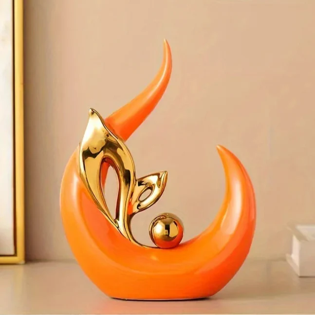 ArtZ® Nordic Aura Sculpture - Wide Orange Flame