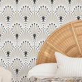 Art Deco Shells Black and White Wallpaper