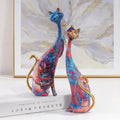 ArtZ® Nordic Cat Sculptures - Set of 2 - Red Blue