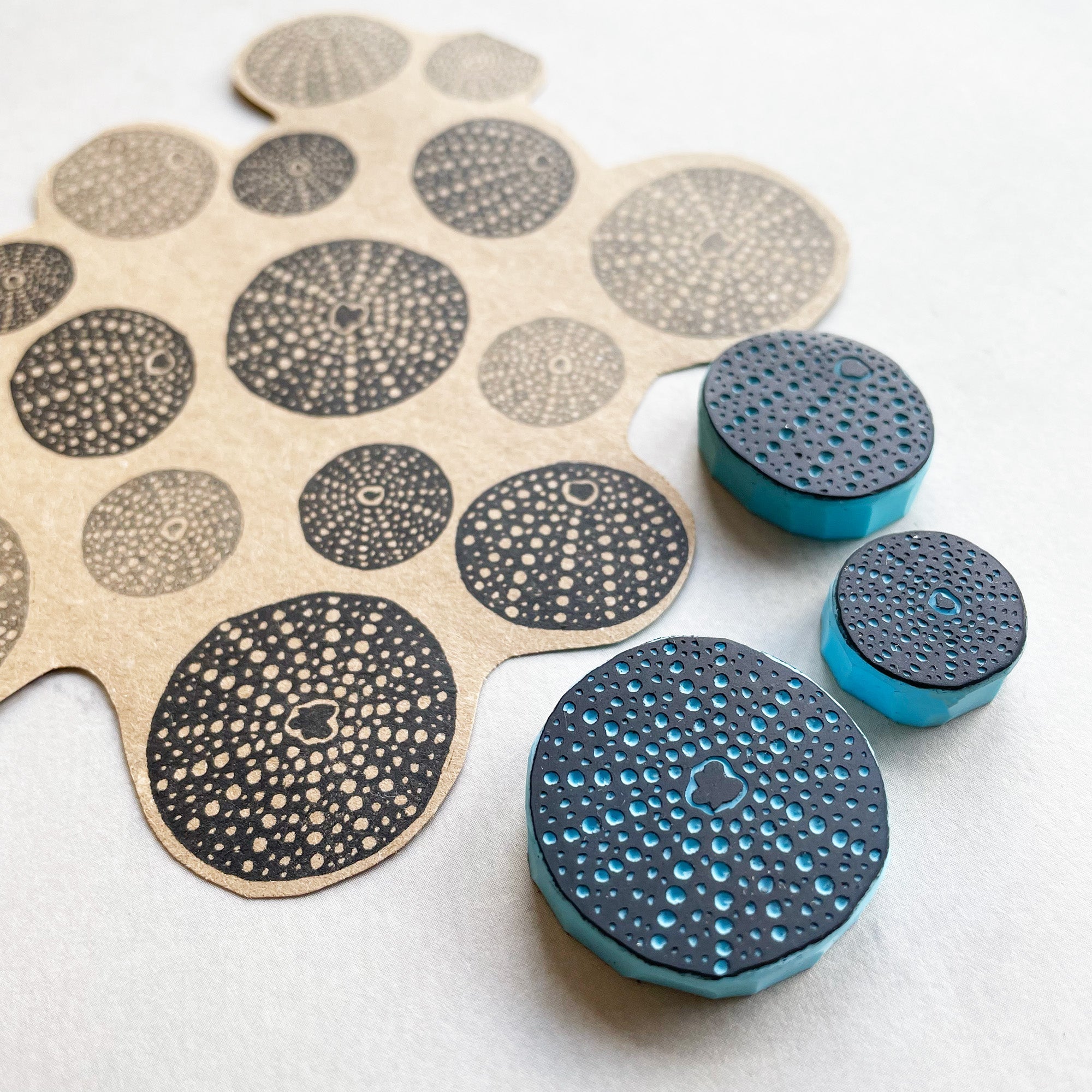 Sea urchins rubber stamps