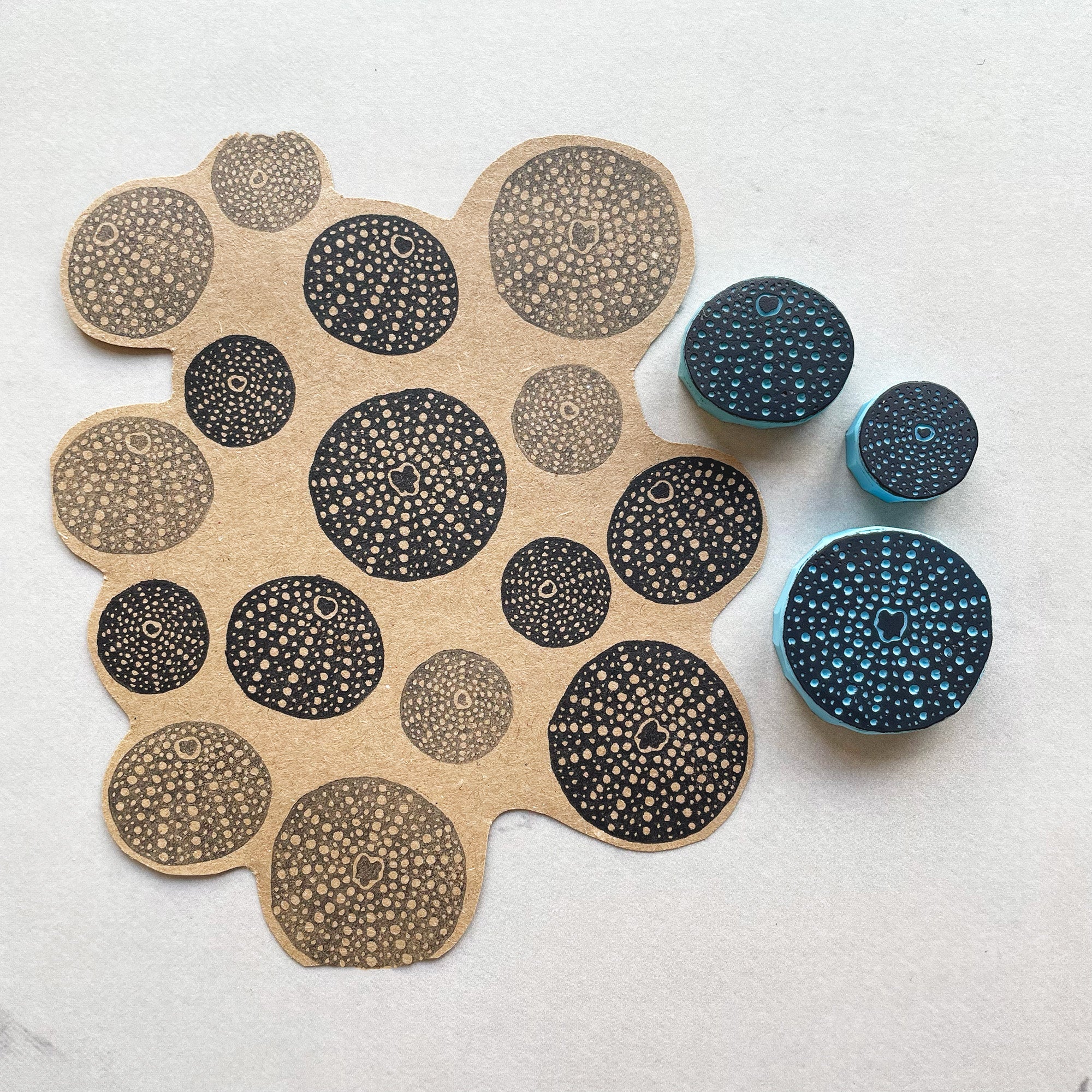Sea urchins rubber stamps