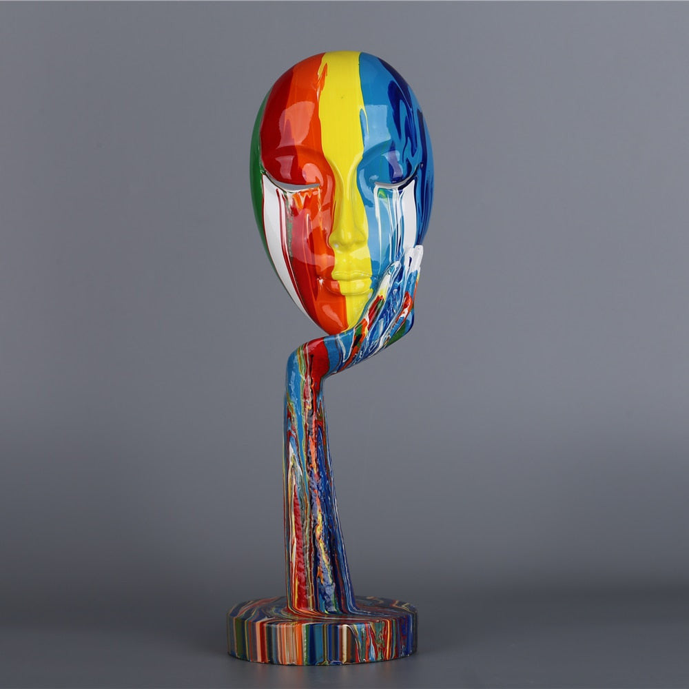 ArtZ® Abstract Painted Face Sculptures - Large 15.4 inch by 4.9 inch (39x12.5cm)