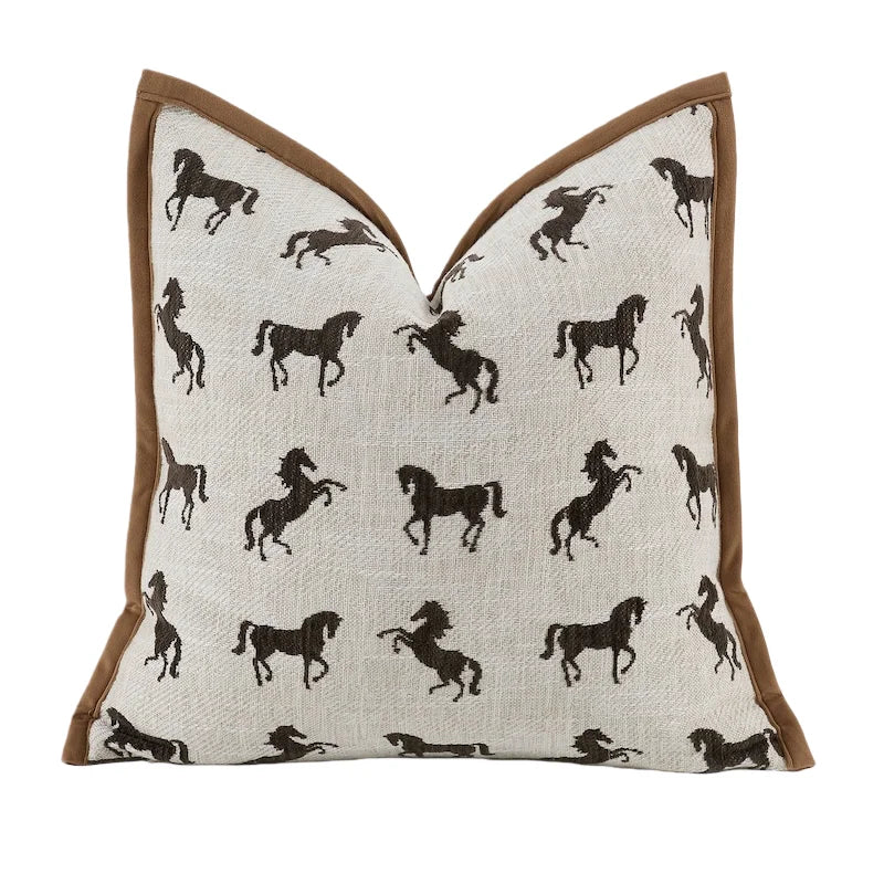 Jacquard Stallion Velvet Horse Throw Pillow