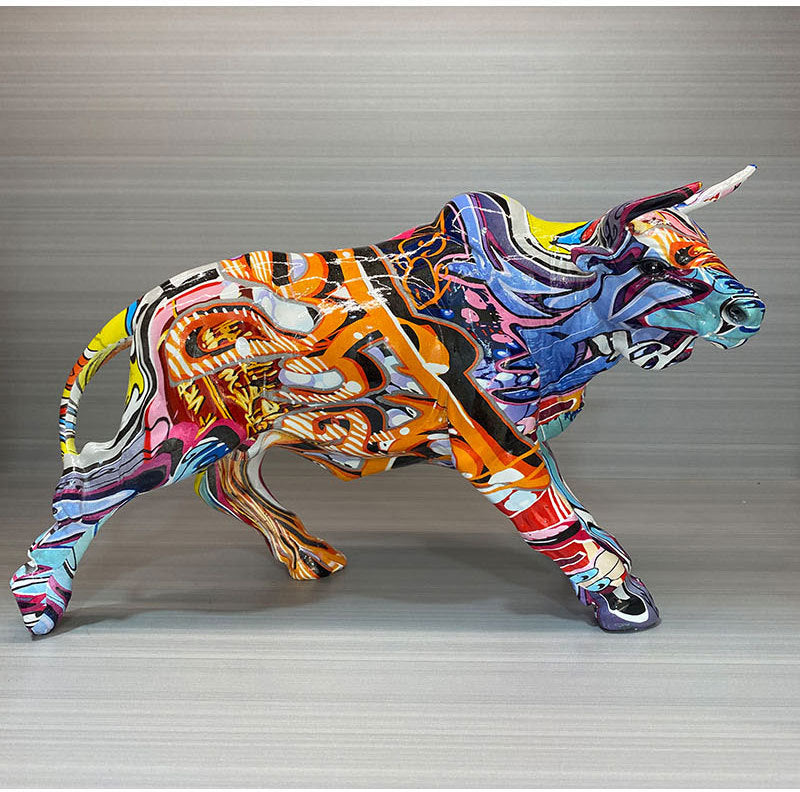 ArtZ® Graffiti Painted Bull Sculpture
