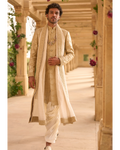 Champagne Sherwani Set By KYNAH, Luxury Indian Fashion & Bridal Wear