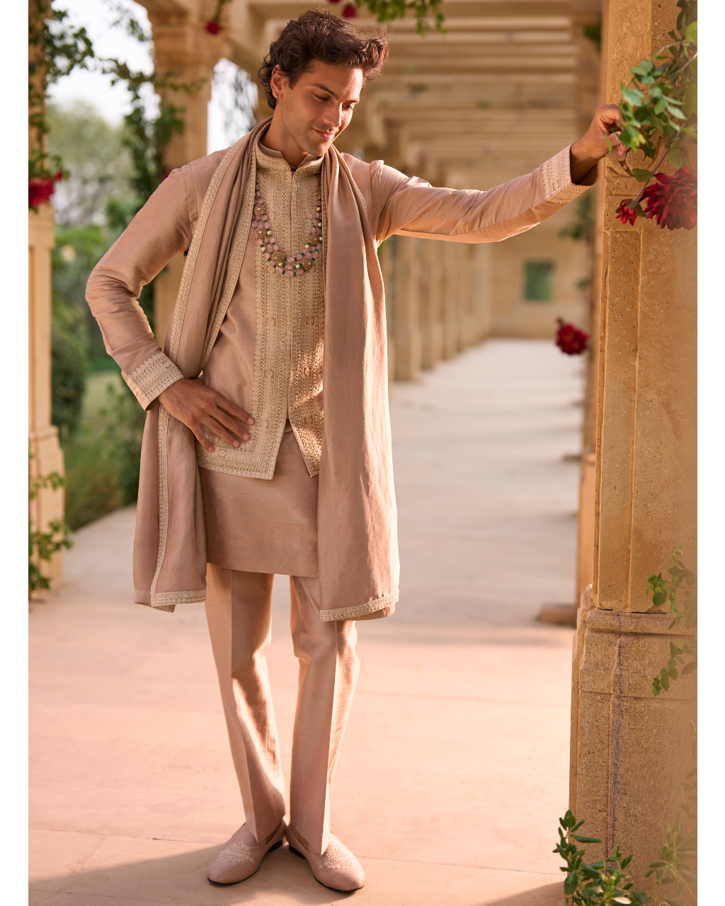 Dusty Nude Bundi Set By KYNAH, Luxury Indian Fashion & Bridal Wear