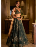 Emerald Stone Zardosi Lehenga By KYNAH, Luxury Indian Fashion & Bridal Wear
