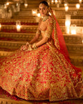 Red Zardosi Lehenga Set By KYNAH, Luxury Indian Fashion & Bridal Wear