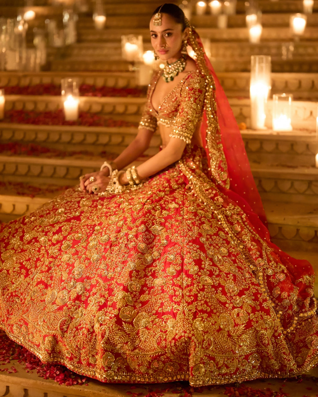 Red Zardosi Lehenga Set By KYNAH, Luxury Indian Fashion & Bridal Wear