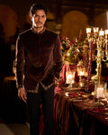 Brown Velvet Bandhgala Set By KYNAH, Luxury Indian Fashion & Bridal Wear