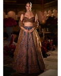 Navy Blue Paisely Lehenga Set By KYNAH, Luxury Indian Fashion & Bridal Wear