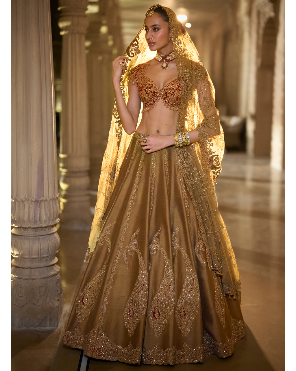 Gold Paisely Lehenga Set By KYNAH, Luxury Indian Fashion & Bridal Wear