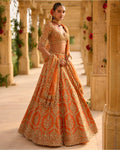 Burnt Orange Zardosi Lehenga Set By KYNAH, Luxury Indian Fashion & Bridal Wear