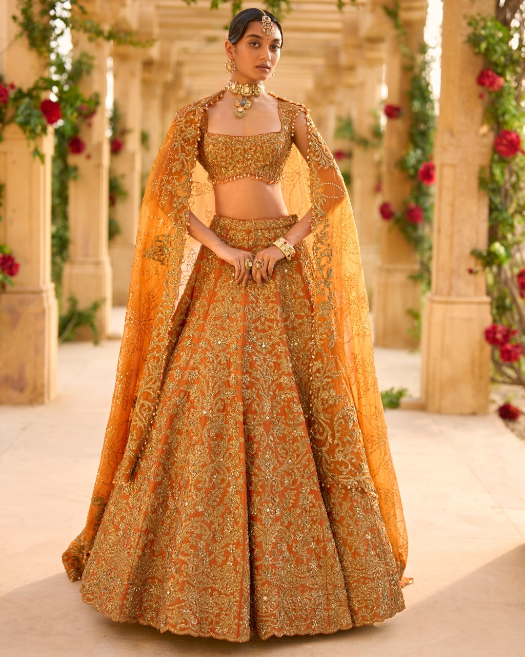 Rust Zardosi Lehenga Set By KYNAH, Luxury Indian Fashion & Bridal Wear