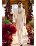 Cream Pearl Sherwani Set By KYNAH, Luxury Indian Fashion & Bridal Wear