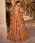Rust Zardosi Cut Work Lehenga Set By KYNAH, Luxury Indian Fashion & Bridal Wear
