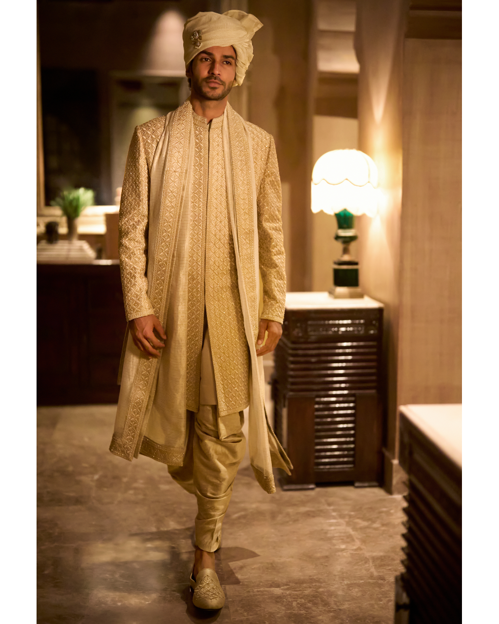 Champagne Gold Sherwani Set By KYNAH, Luxury Indian Fashion & Bridal Wear